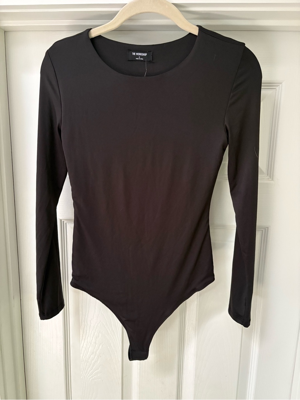 The Workshop Black Long-Sleeve Scoop Bodysuit